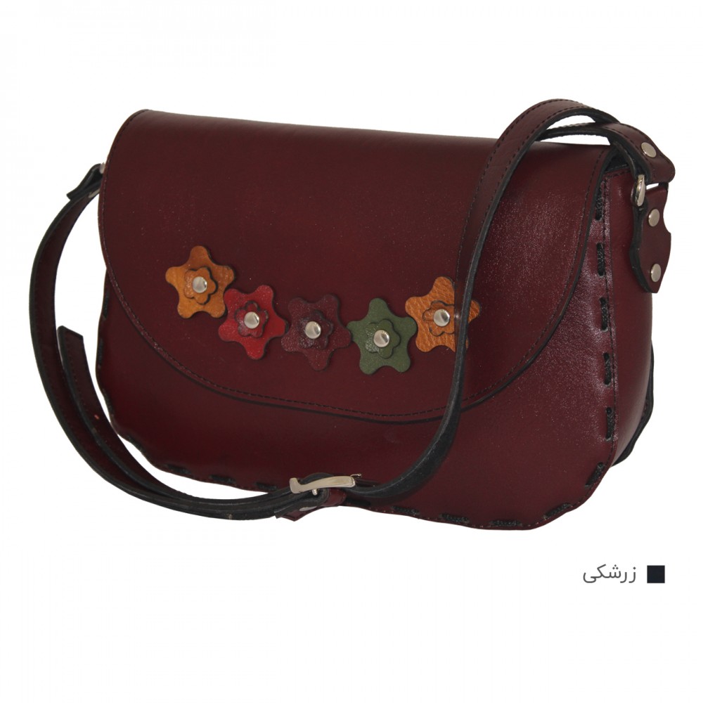 ارسال رایگان-کیف دوشی چرم طبیعی زرشکی مدل ملیکا