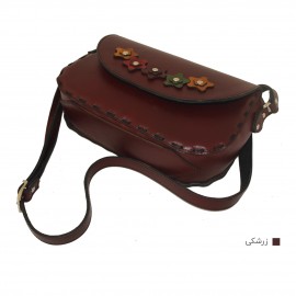 ارسال رایگان-کیف دوشی چرم طبیعی زرشکی مدل ملیکا