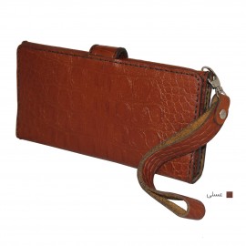 ارسال رایگان-کیف پول چرم طبیعی عسلی مدل آریو طرح برجسته