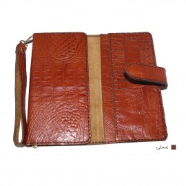 ارسال رایگان-کیف پول چرم طبیعی عسلی مدل آریو طرح برجسته