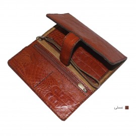 ارسال رایگان-کیف پول چرم طبیعی عسلی مدل آریو طرح برجسته