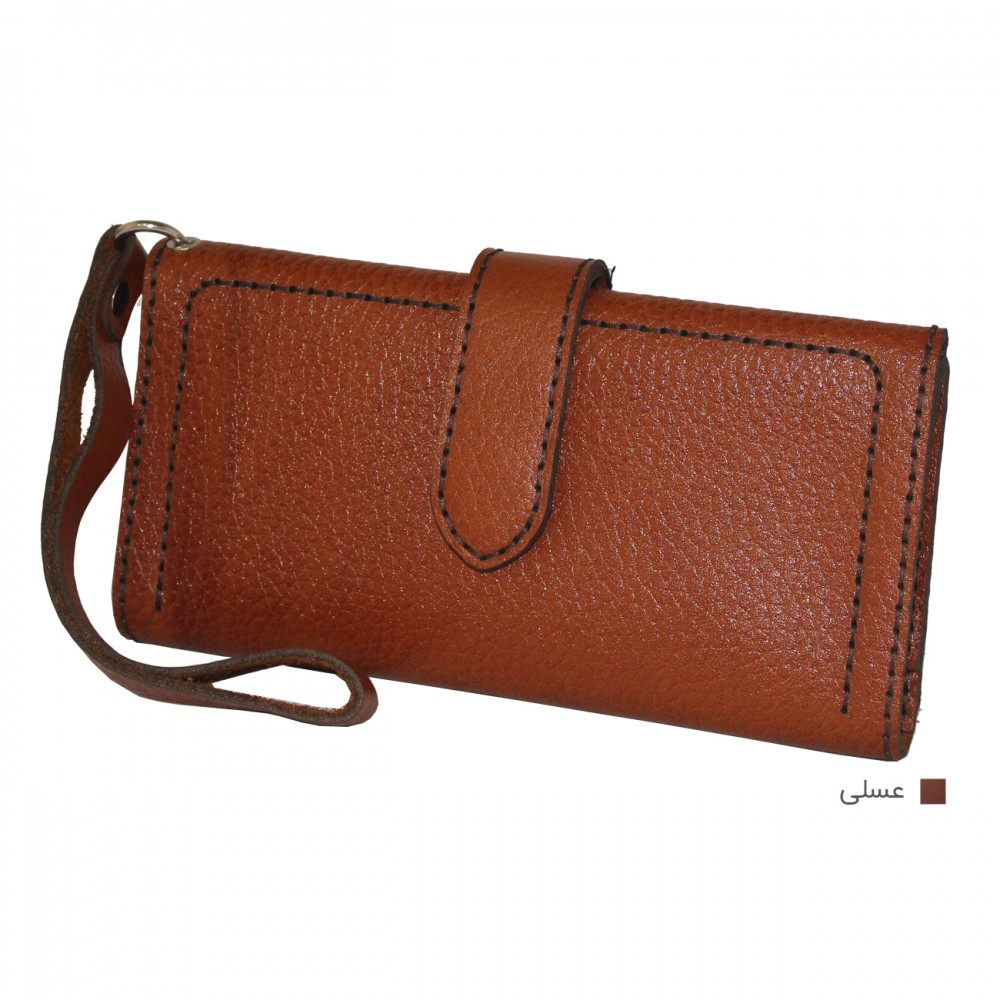 ارسال رایگان-کیف پول چرم طبیعی عسلی مدل آریو 
