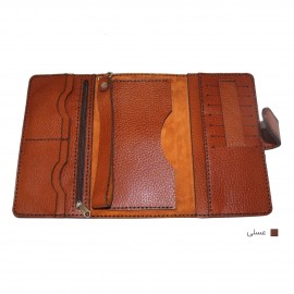 ارسال رایگان-کیف پول چرم طبیعی عسلی مدل آریو 