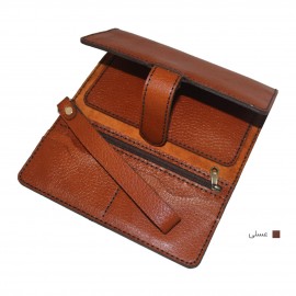 ارسال رایگان-کیف پول چرم طبیعی عسلی مدل آریو 