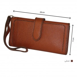 ارسال رایگان-کیف پول چرم طبیعی عسلی مدل آریو 