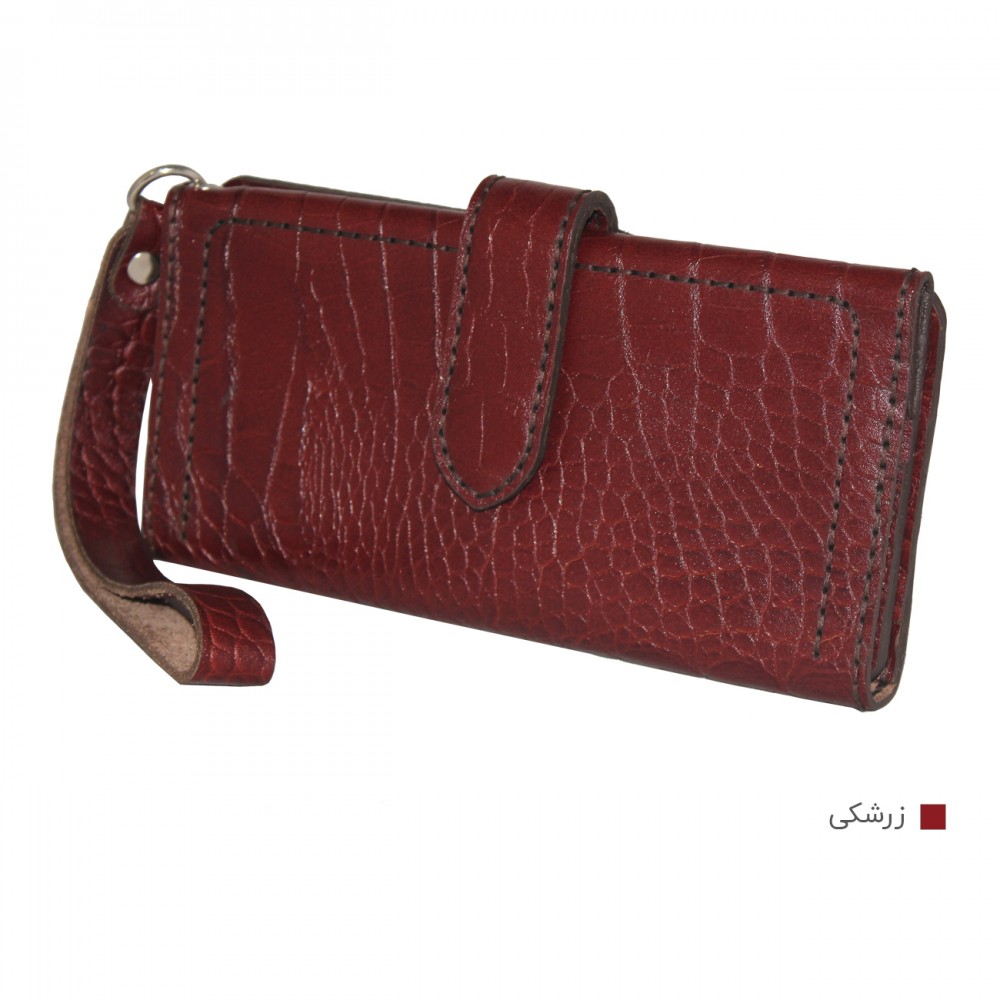 ارسال رایگان-کیف پول چرم طبیعی زرشکی مدل آریو 