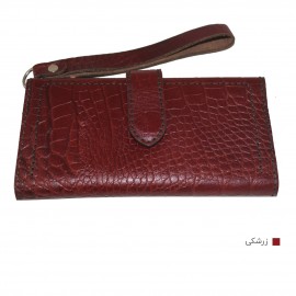 ارسال رایگان-کیف پول چرم طبیعی زرشکی مدل آریو 