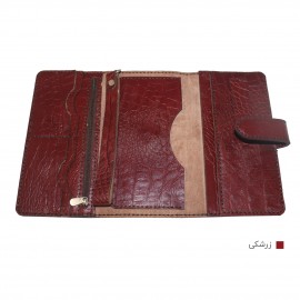 ارسال رایگان-کیف پول چرم طبیعی زرشکی مدل آریو 