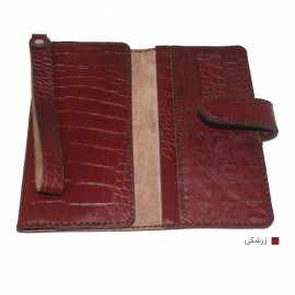 ارسال رایگان-کیف پول چرم طبیعی زرشکی مدل آریو 
