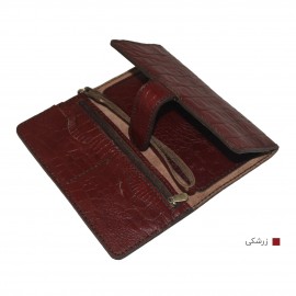 ارسال رایگان-کیف پول چرم طبیعی زرشکی مدل آریو 