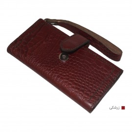 ارسال رایگان-کیف پول چرم طبیعی زرشکی مدل آریو 
