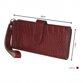 ارسال رایگان-کیف پول چرم طبیعی زرشکی مدل آریو 