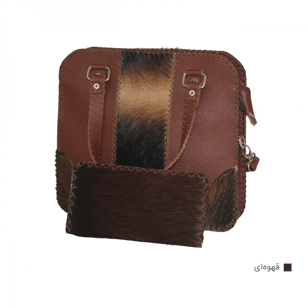 ارسال رایگان-کیف زنانه دستی و دوشی دست دوز چرم طبیعی پوستی همراه با کیف پول 