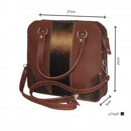 ارسال رایگان-کیف زنانه دستی و دوشی دست دوز چرم طبیعی پوستی همراه با کیف پول 