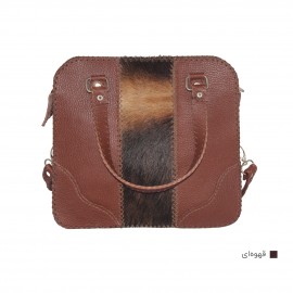 ارسال رایگان-کیف زنانه دستی و دوشی دست دوز چرم طبیعی پوستی قهوه ای