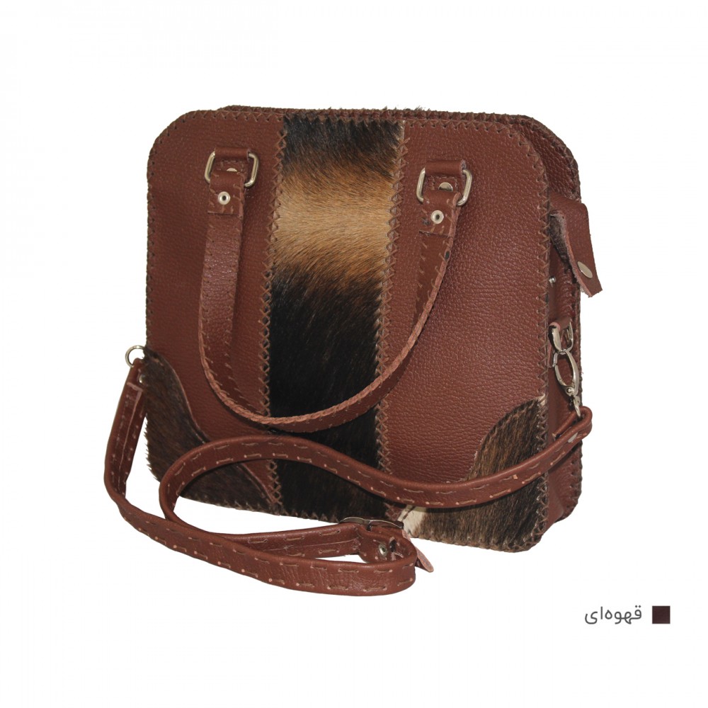 ارسال رایگان-کیف زنانه دستی و دوشی دست دوز چرم طبیعی پوستی قهوه ای