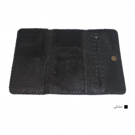 ارسال رایگان-کیف پول چرم طبیعی پوستی مشکی دستدوزی 