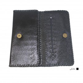 ارسال رایگان-کیف پول چرم طبیعی پوستی مشکی دستدوزی 