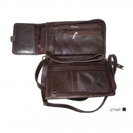 ارسال رایگان-کیف پاسپورت و پول چرم طبیعی قهوه ای مدل آریانا 