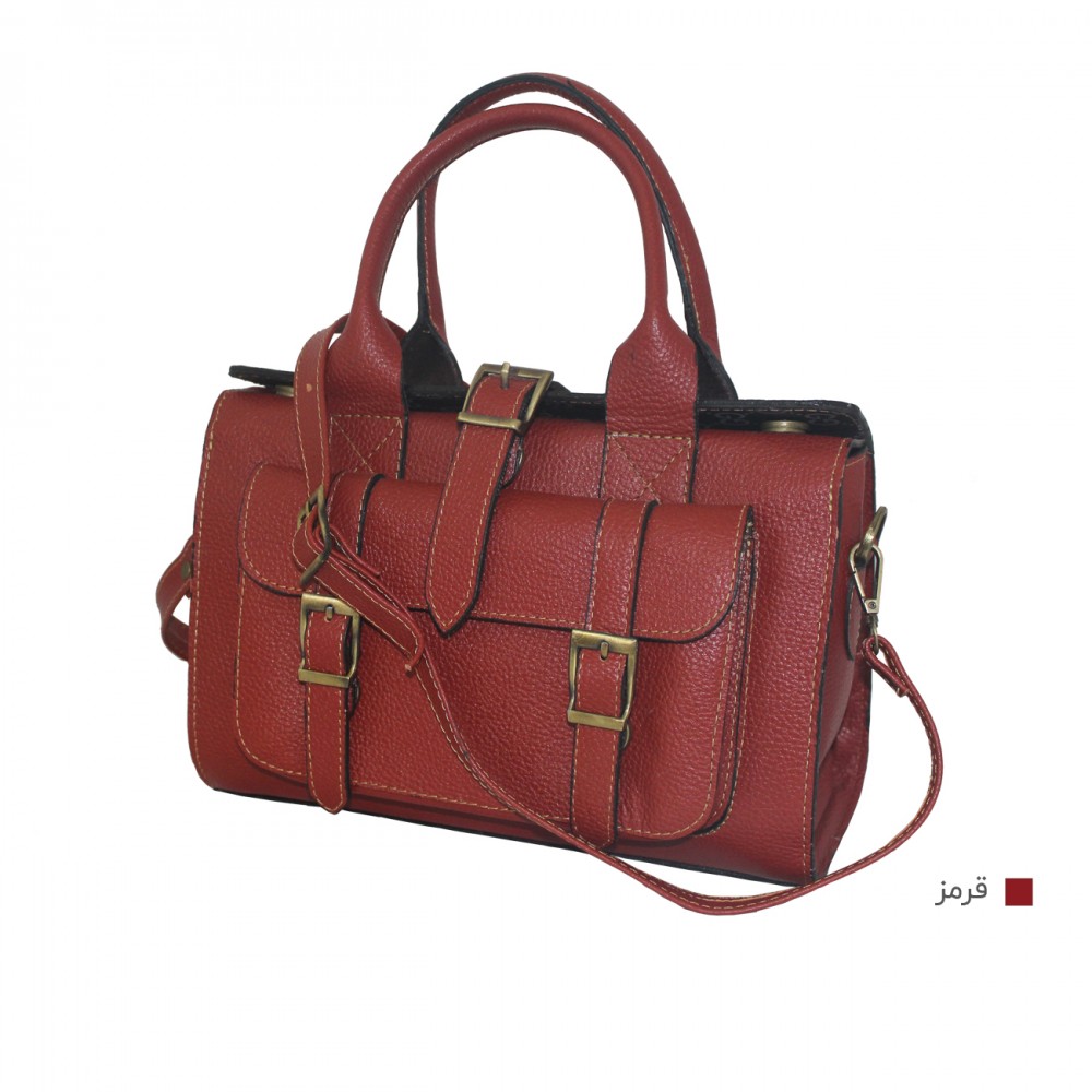 ارسال رایگان-کیف زنانه دستی و دوشی صندوقی چرم طبیعی قرمز 
