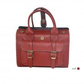 ارسال رایگان-کیف زنانه دستی و دوشی صندوقی چرم طبیعی قرمز 