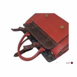 ارسال رایگان-کیف زنانه دستی و دوشی صندوقی چرم طبیعی قرمز 
