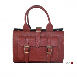 ارسال رایگان-کیف زنانه دستی و دوشی صندوقی چرم طبیعی قرمز 