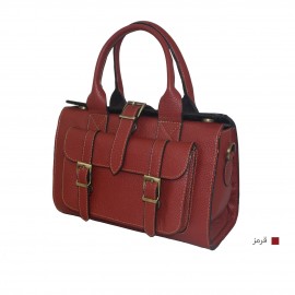 ارسال رایگان-کیف زنانه دستی و دوشی صندوقی چرم طبیعی قرمز 