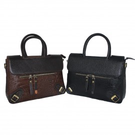 ارسال رایگان-کیف زنانه دستی و دوشی مدل پریسا چرم طبیعی مشکی 