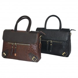 ارسال رایگان-کیف زنانه دستی و دوشی مدل پریسا چرم طبیعی مشکی 