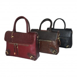 ارسال رایگان-کیف زنانه دستی و دوشی مدل پریسا چرم طبیعی زرشکی 