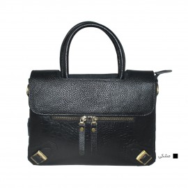 ارسال رایگان-کیف زنانه دستی و دوشی مدل پریسا چرم طبیعی مشکی 