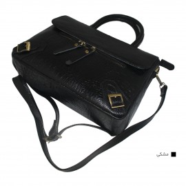 ارسال رایگان-کیف زنانه دستی و دوشی مدل پریسا چرم طبیعی مشکی 