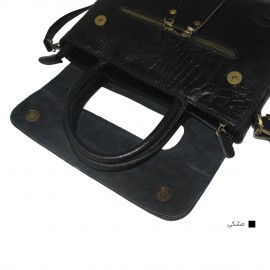 ارسال رایگان-کیف زنانه دستی و دوشی مدل پریسا چرم طبیعی مشکی 