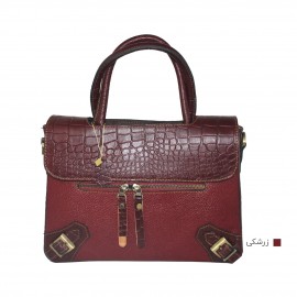 ارسال رایگان-کیف زنانه دستی و دوشی مدل پریسا چرم طبیعی زرشکی 