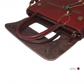 ارسال رایگان-کیف زنانه دستی و دوشی مدل پریسا چرم طبیعی زرشکی 