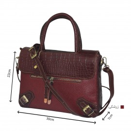 ارسال رایگان-کیف زنانه دستی و دوشی مدل پریسا چرم طبیعی زرشکی 