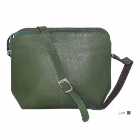 ارسال رایگان-کیف زنانه دوشی جلو دوخت مدل پریا چرم طبیعی سبز 