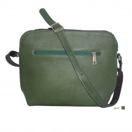 ارسال رایگان-کیف زنانه دوشی جلو دوخت مدل پریا چرم طبیعی سبز 