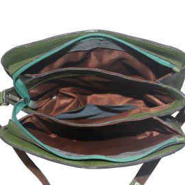 ارسال رایگان-کیف زنانه دوشی جلو دوخت مدل پریا چرم طبیعی سبز 