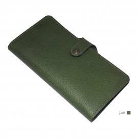 ارسال رایگان-کیف پول زنانه سبز چرم طبیعی مدل پریا 