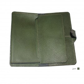 ارسال رایگان-کیف پول زنانه سبز چرم طبیعی مدل پریا 