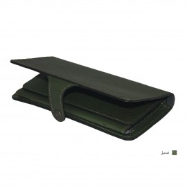 ارسال رایگان-کیف پول زنانه سبز چرم طبیعی مدل پریا 