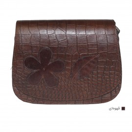 ارسال رایگان-کیف دوشی چرم طبیعی قهوه ای مدل نیلوفر 