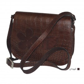 ارسال رایگان-کیف دوشی چرم طبیعی قهوه ای مدل نیلوفر 