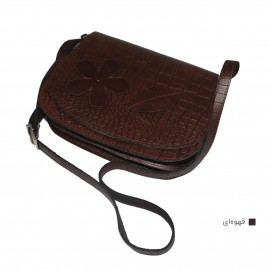 ارسال رایگان-کیف دوشی چرم طبیعی قهوه ای مدل نیلوفر 