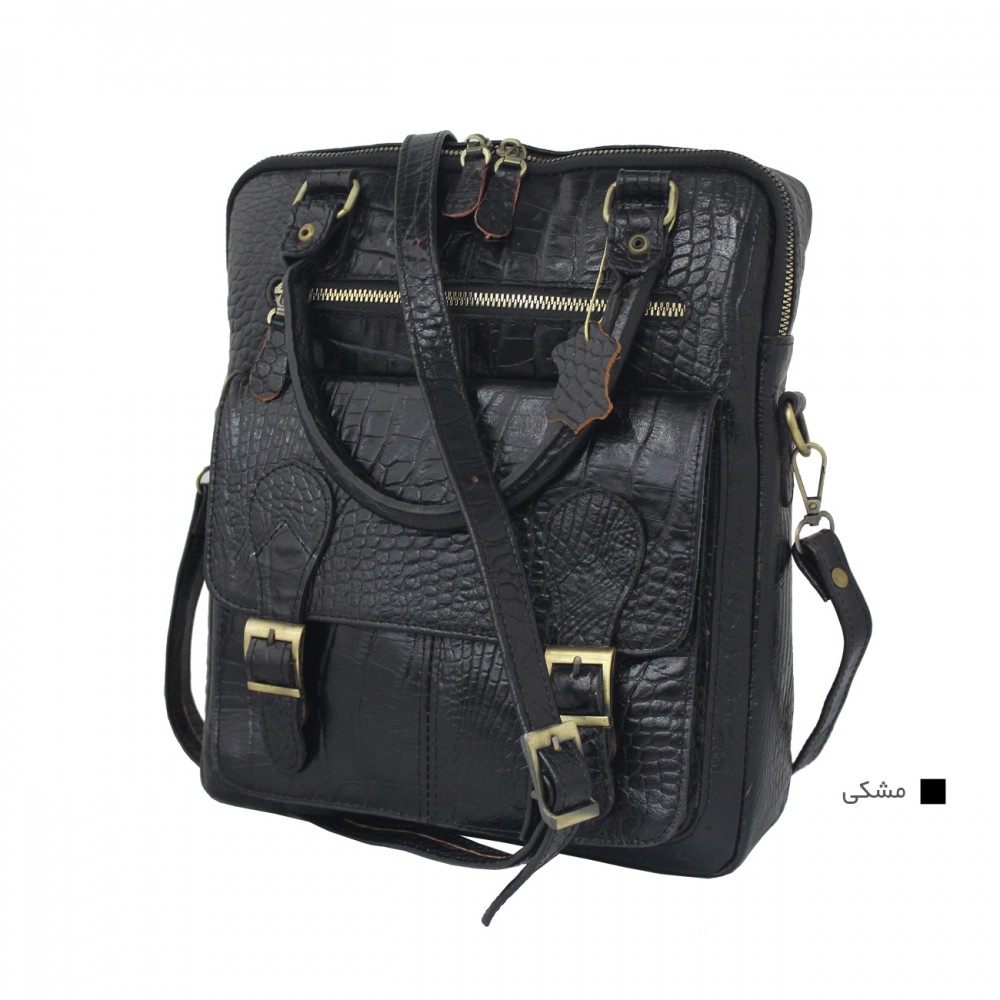 ارسال رایگان-کیف اسپورت چرم طبیعی دوشی و دستی مشکی مدل کوروش