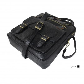 ارسال رایگان-کیف اسپورت چرم طبیعی دوشی و دستی مشکی مدل کوروش