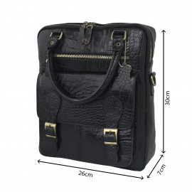 ارسال رایگان-کیف اسپورت چرم طبیعی دوشی و دستی مشکی مدل کوروش