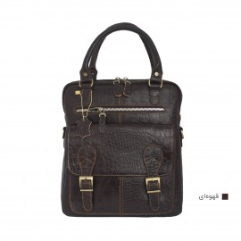 ارسال رایگان-کیف اسپورت چرم طبیعی دوشی و دستی قهوه‌ای مدل کوروش